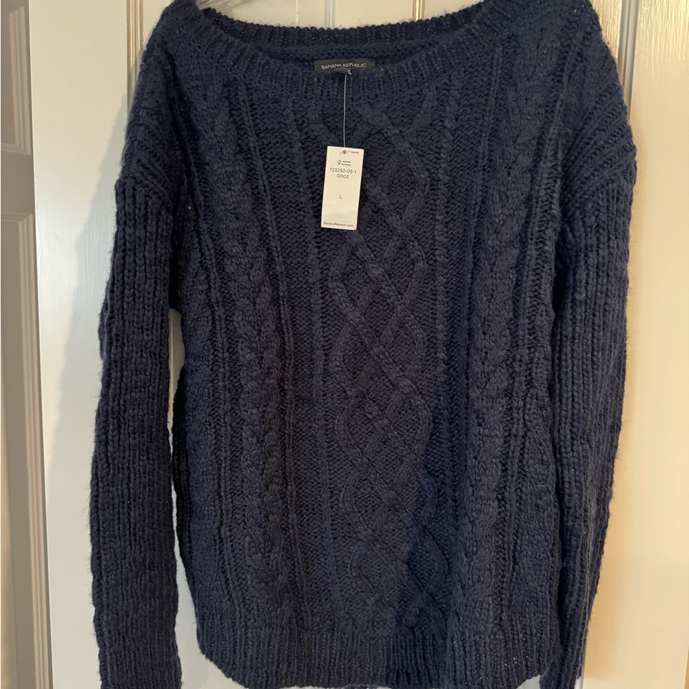 Cable Knit Navy Sweater